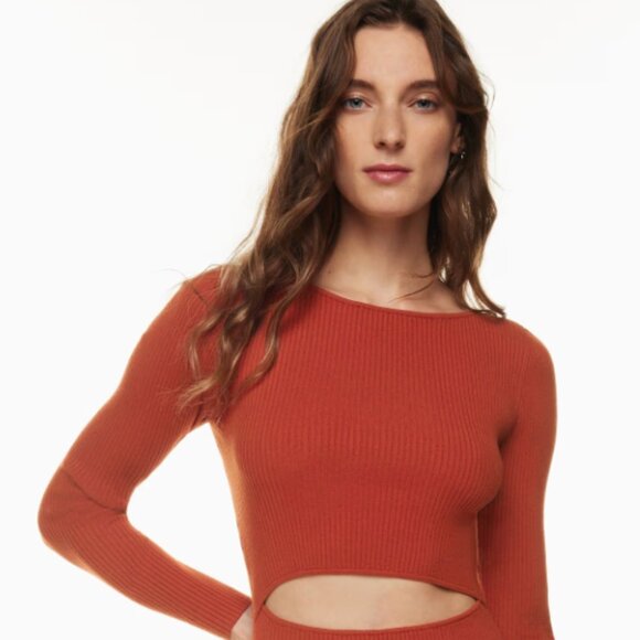 Aritzia Wilfred Cutout Knit Longsleeve Mini Dress Sz XXS - Picture 7 of 7